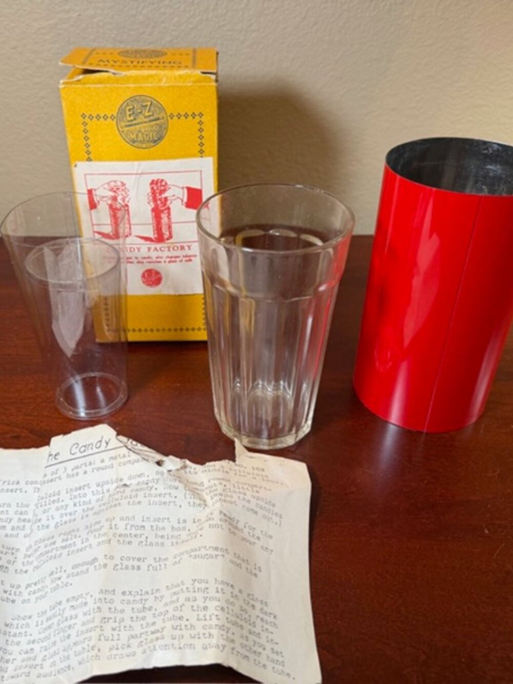 Vintage E-Z Magic Candy Factory Trick Set Complete Box Glass Illusion Kit